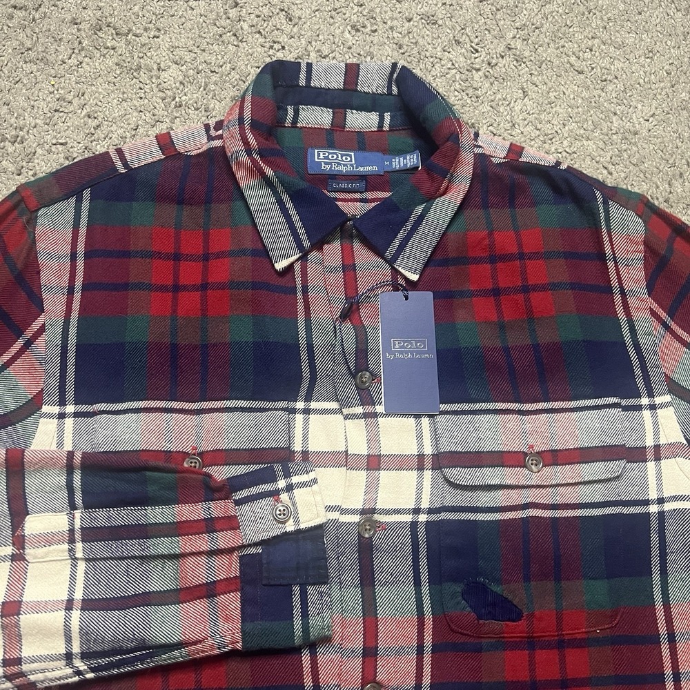 Polo Ralph Lauren Classic Fit Plaid Flannel Camp Shirt Size M $198